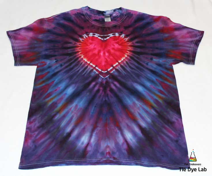 a tie dye shirt with a heart on it