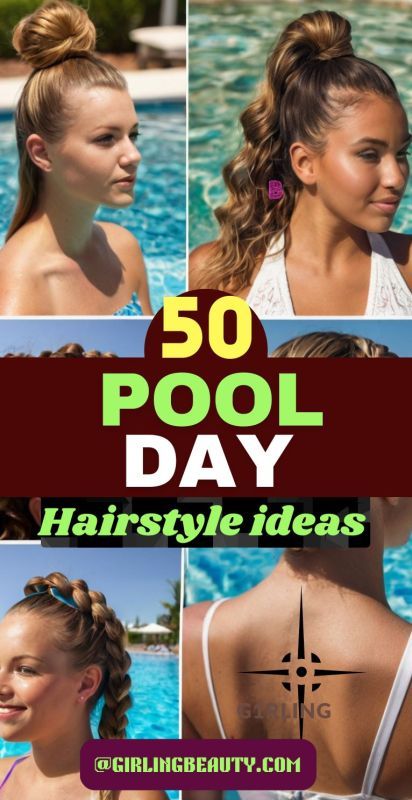 50 Stylish Pool Day Hairstyle Ideas - GirlingBeauty Messy Buns, Pool Hairstyles, Pool Day, Beach Hairstyles, Pool Days, Half Up Half Down, Beach Hair, Half Up, Hairstyle Ideas