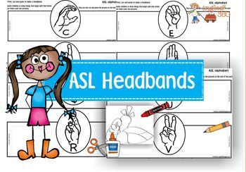 Free American Sign Language Alphabet Interactive Headbands from Ingles 360 Sign Games, Asl Classroom, Homeschool Foreign Language, Asl Alphabet, Deaf Education, American Heritage Girls, Sign Language Alphabet, Baby Sign Language, Deaf Culture