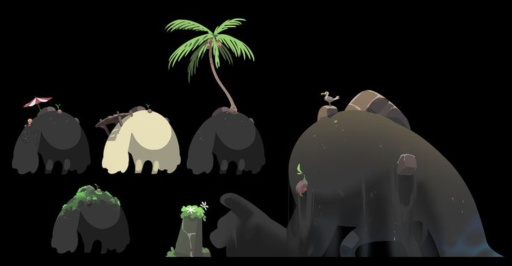 an animated image of elephants and palm trees