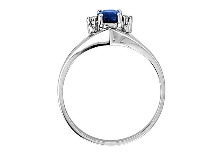 0.43ctw Sapphire and Diamond Ring in 14k White Gold Formal Solitaire Bypass Ring In Fine Jewelry Style, Formal Solitaire Bypass Ring Fine Jewelry, Formal Sapphire Ring With Diamond In Princess Cut, Formal Sapphire Ring With Diamond And Prong Setting, Formal 14k White Gold Sapphire Ring With Princess Cut, Formal Baguette Cut Solitaire Sapphire Ring, Formal Fine Jewelry Birthstone Ring With Brilliant Cut, Formal Sapphire Ring With Princess Cut Diamond, Formal Brilliant Cut Birthstone Ring