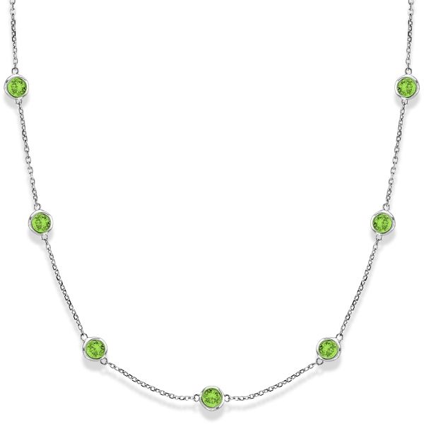 Peridots by The Yard Bezel Station Necklace in 14k White Gold 2.25ct - Allurez.com Diamonds By The Yard, Bezel Set Necklace, Diamond Chain Necklace, 14k Gold Necklace, Diamond Chain, Station Necklace, High Quality Jewelry, Bezel Setting, Chains Necklace