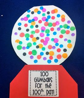 a gumball machine made out of paper with the words 100 gumballs for the 100 % day on it