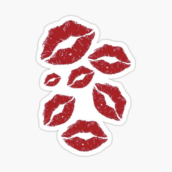 lipstick kisses sticker on a white background