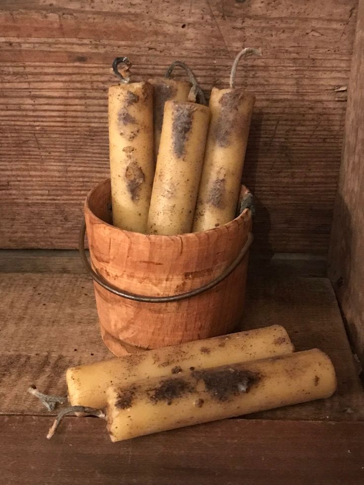 Early beeswax tavern candles. Hand poured the old fashioned way! 100% beeswax, light grubby mustard in color. Spice rolled for an early look and scent. Longer wicks are nice if just displaying. Proud to be handmade, American made.  Nice grubby, dry finish goes will with any style decor. No two identical. **Price is PER 4" candle.**   Due to the nature of my business, all sales are final and no cancellations, returns or exchanges accepted.  If an item arrives damaged, it is up to the buyer to fil Lard Candles, Old Candles, Primitive Homes, Dragon Party, Primitive Antiques, Primitive Home, Wood Hearts, Safe Space, Proud To Be