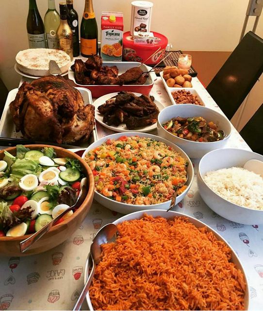 a table filled with lots of different types of food