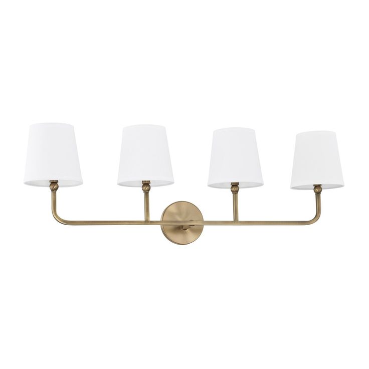 Capital Lighting - 119341AD-674 - Four Light Vanity - Dawson - Aged Brass Wide Bathroom, Capital Lighting Fixture, Steel Lighting, Lighting Showroom, Capital Lighting, Cool Floor Lamps, Light Vanity, Bath Vanity Lighting, Lighting Store