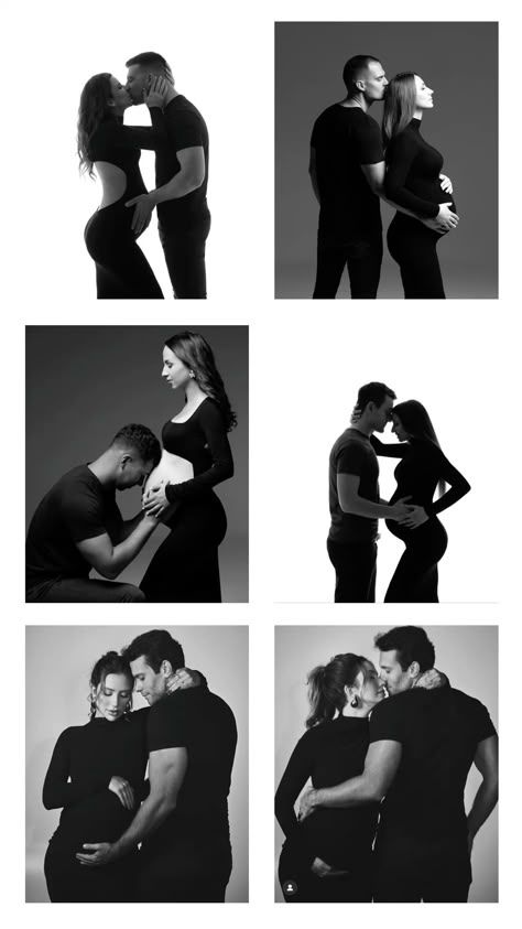 several black and white photos of people hugging each other in different positions, with one man kissing the woman's head