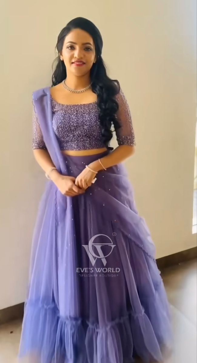 Net Blouse Designs Latest For Lehnga, Netted Blouse Designs For Lehenga, Netted Lehenga Blouse Designs, Lavender Colour Half Saree, Netted Lehanga Designs, Net Lehanga Croptop Designs, Netted Half Saree Designs, Latest Lehenga Designs 2023 Simple, Net Lahanga Design Latest