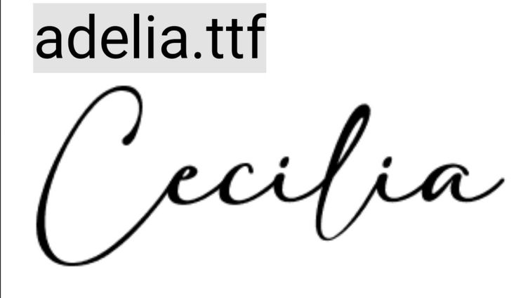 the word cecilia written in cursive writing with black ink on a white background