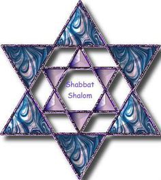 the star of david with shabbat shalohm written below it in purple and blue swirls