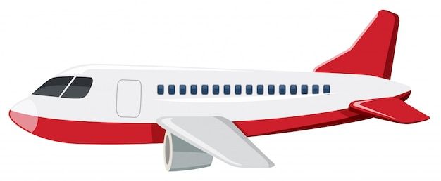 a red and white airplane on a white background