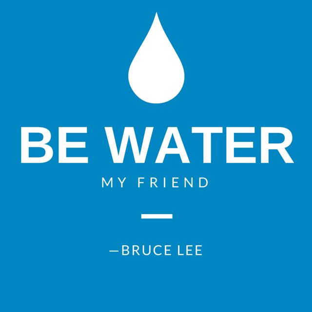 a blue background with the words be water my friend