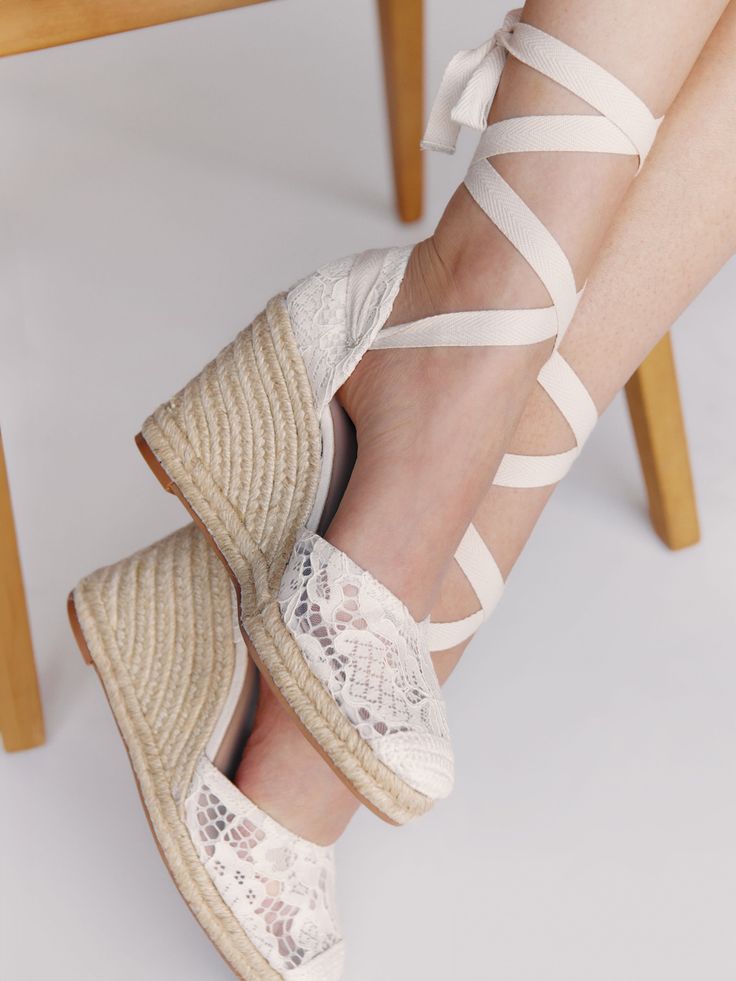 You probably need a vacation. Shop the Camilla Lace Up Wedge Espadrille from Reformation, sustainable linen wedges. Classy Wedges, Lace Up Espadrille Wedges, Boho Wedges, Wedding Wedges, Lace Espadrilles, Wedge Wedding Shoes, Trending Wedding, On Cloud Nine, Lace Up Espadrilles