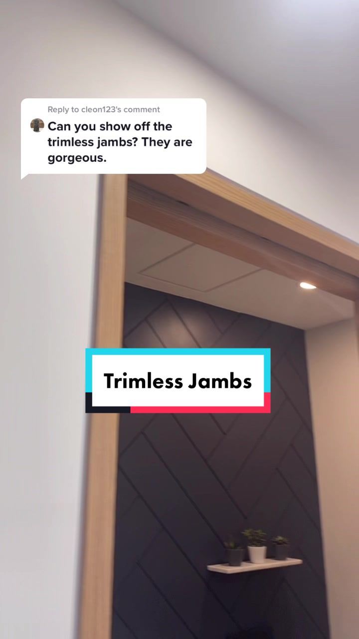 a bathroom mirror with the words trimless jambs on it's bottom half