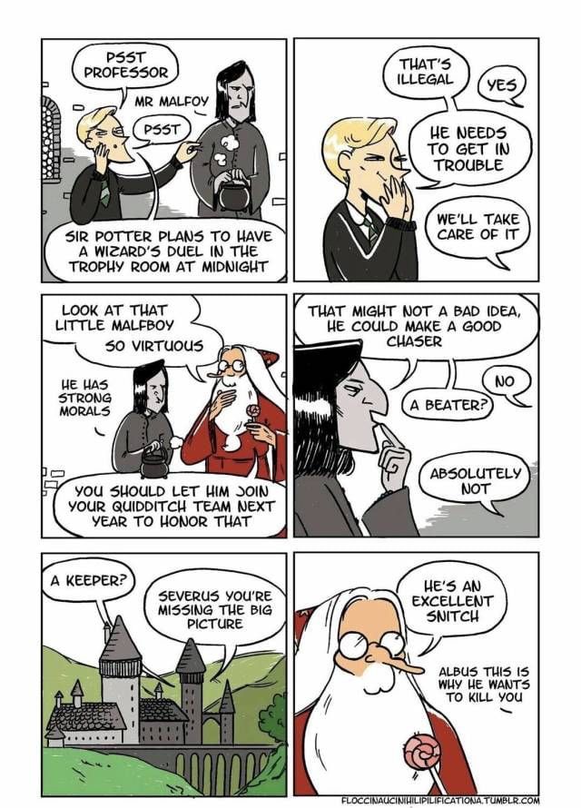 a comic strip with an image of the wizard and his friends talking to each other