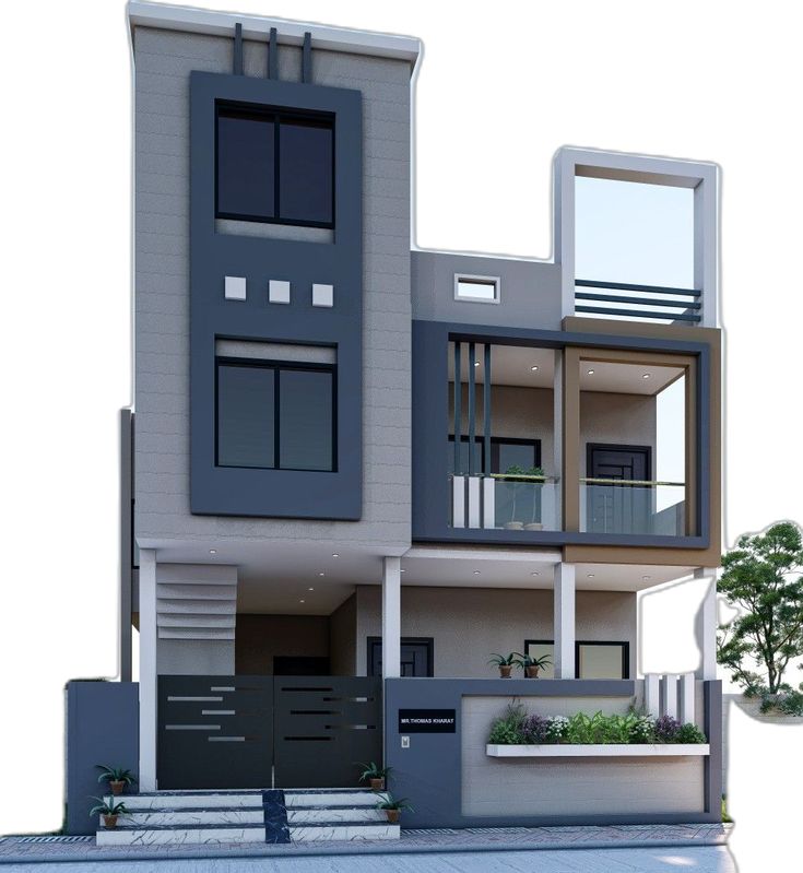 an architectural rendering of a two story house