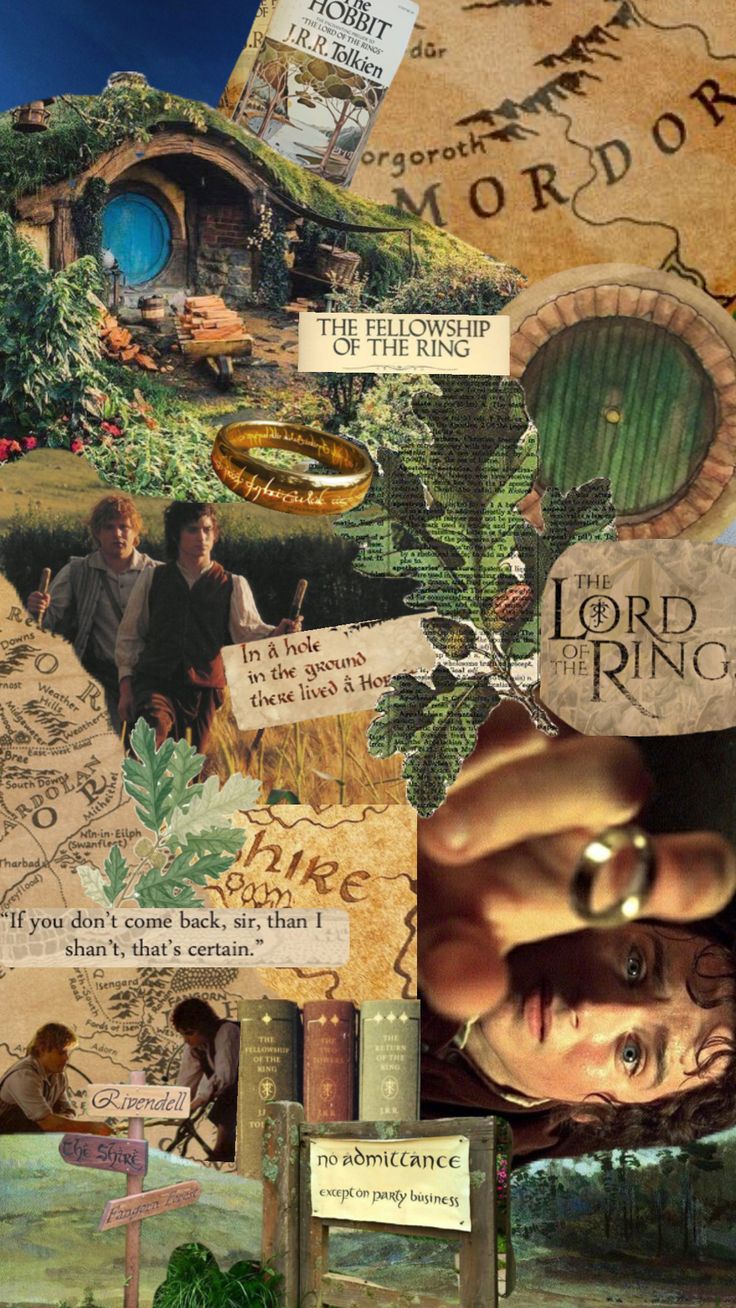 collage with images and words about lord of the rings