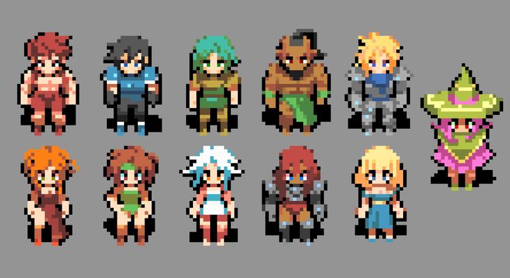 an image of pixel art style characters