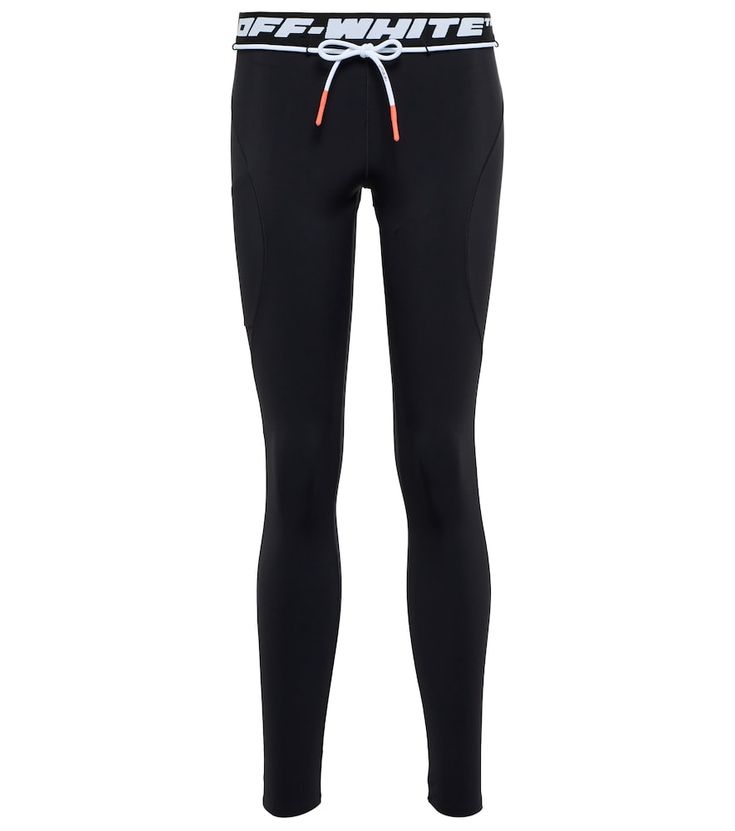 Off-White translates the low-rise trend to athleisure with these leggings. Made from performance jersey, they're anchored with a logo-jacquard waistband and have cropped legs finished with paneling. | Off-White Logo-jacquard low-rise leggings Low Rise Leggings, Off-white Logo, Snow Wear, Knitted Swimsuit, Bodysuit Blouse, Suit Shirts, Virgil Abloh, Walker Boots, Shop Logo