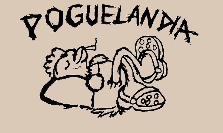 a black and white drawing of a person laying on the ground next to a sign that says poggielanya