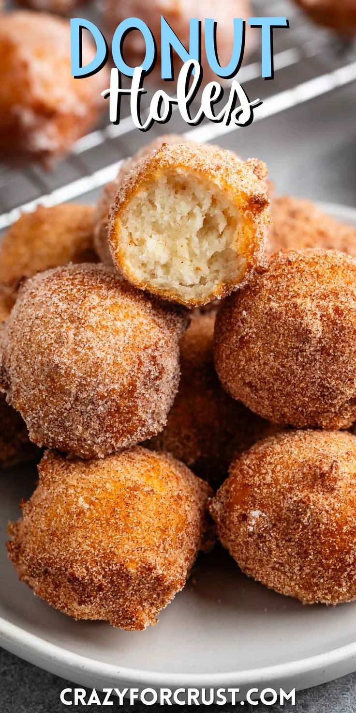 donut holes stacked on top of each other with the words, how to make doughnut holes