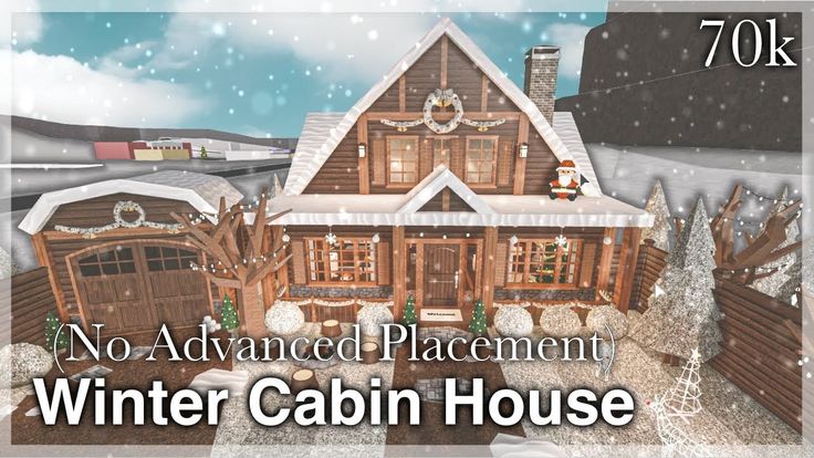 an animated house is shown with the words no - advanced placement winter cabin house