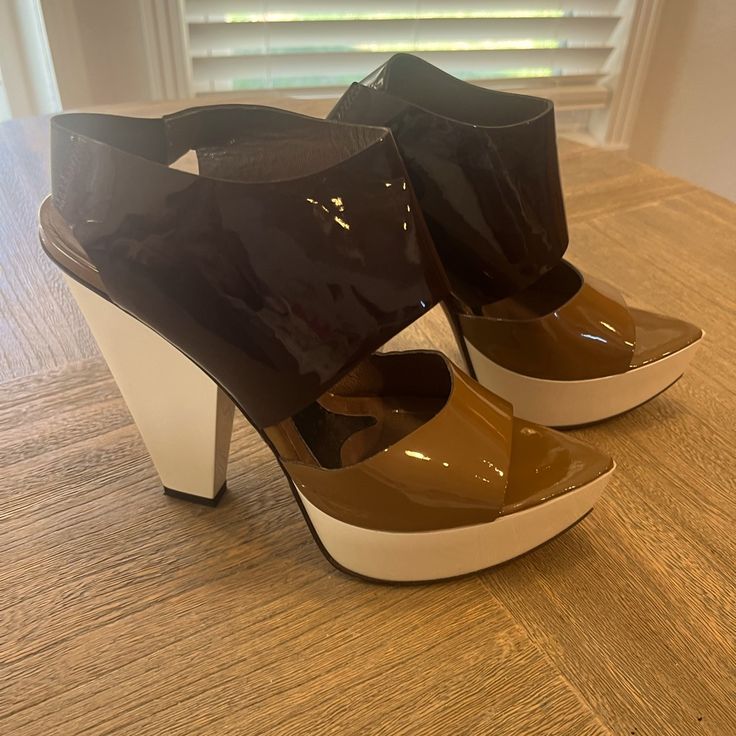 Marni Platform Heels Brown Cream Tan Size 39 Preowned Marni Shoes, Tan Brown, Platform Heels, Shoes Women Heels, Shoes Heels, Cream, Women Shoes, Heels, Women Shopping