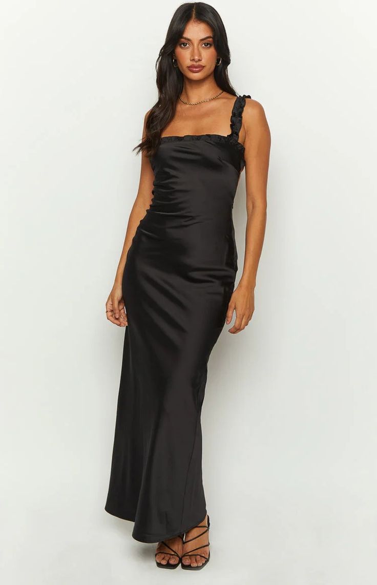 Ivy Black Maxi Dress – Beginning Boutique US Floor-length Maxi Dress For Prom Season Date Night, Sleek Ruched Maxi Dress For Formal Occasions, Sleek Formal Maxi Dress With Ruched Details, Sleek Formal Ruched Maxi Dress, Elegant Evening Maxi Dress For Prom Season, Elegant Evening Maxi Dress For Prom, Sleek Evening Maxi Dress For Prom Season, Elegant Ruched Evening Dress For Night Out, Chic Evening Dress For Prom Season Date Night