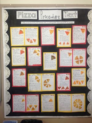 a bulletin board with different types of pies on it