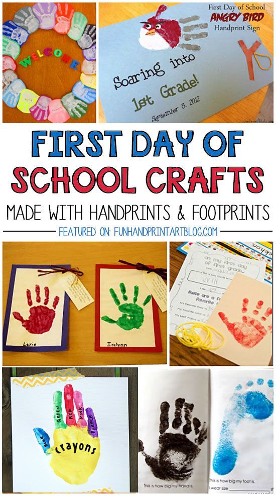 the first day of school crafts made with handprints and footprints is great for kids