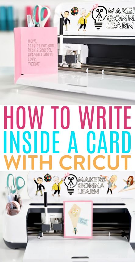 a cricut machine with the words how to write inside a card on it