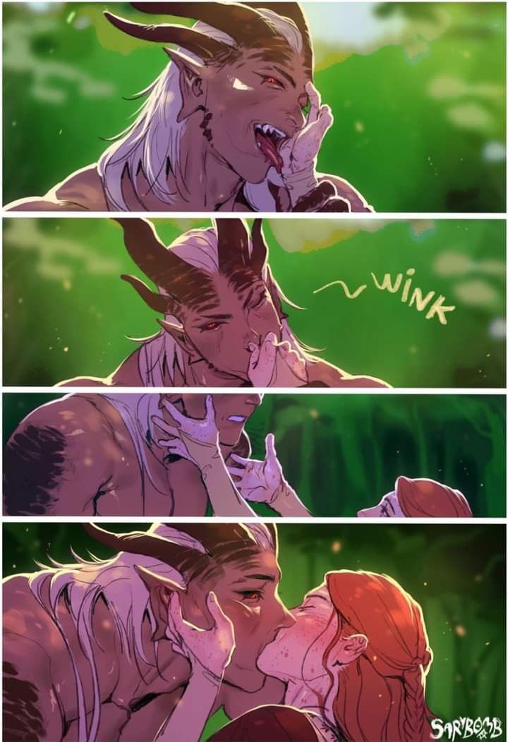 two different pictures of an elf kissing each other