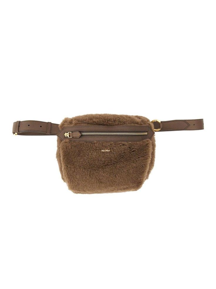 Logo Detailed Zip-Up Belt Bag from Max Mara Luxury Brown Belt Bag With Removable Pouch, Brown Top Handle Belt Bag With Removable Pouch, Brown Belt Bag With Removable Pouch And Top Handle, Luxury Brown Pouch With Zipper Closure, Max Mara Coat, Versace Sneakers, Kurt Geiger Heels, Red Valentino Shoes, Expensive Handbags