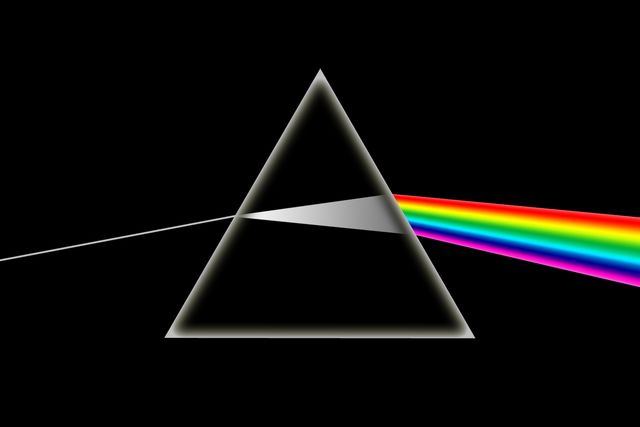 the dark side of the moon with a rainbow light