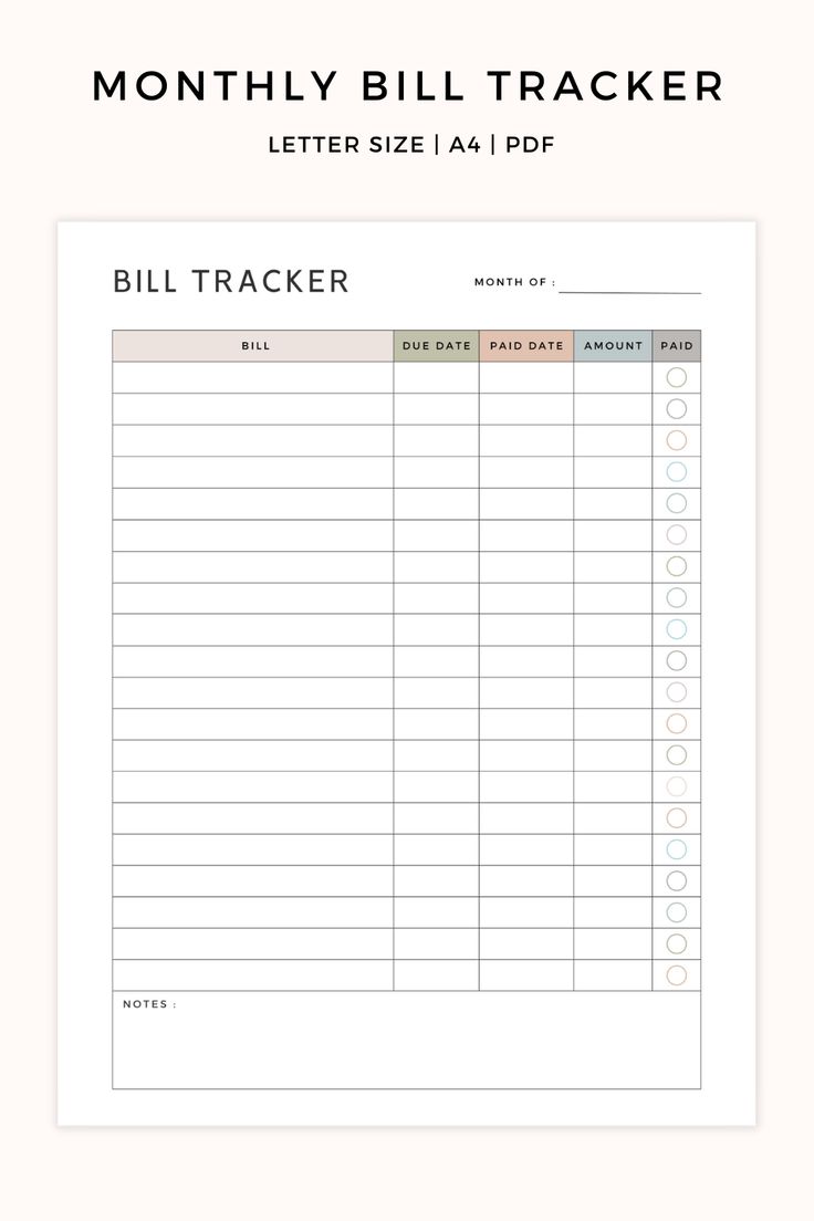 a bill tracker is shown with the text,'free printable bill tracker '