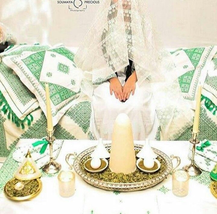 a woman sitting at a table with candles in front of her and two other items on the table