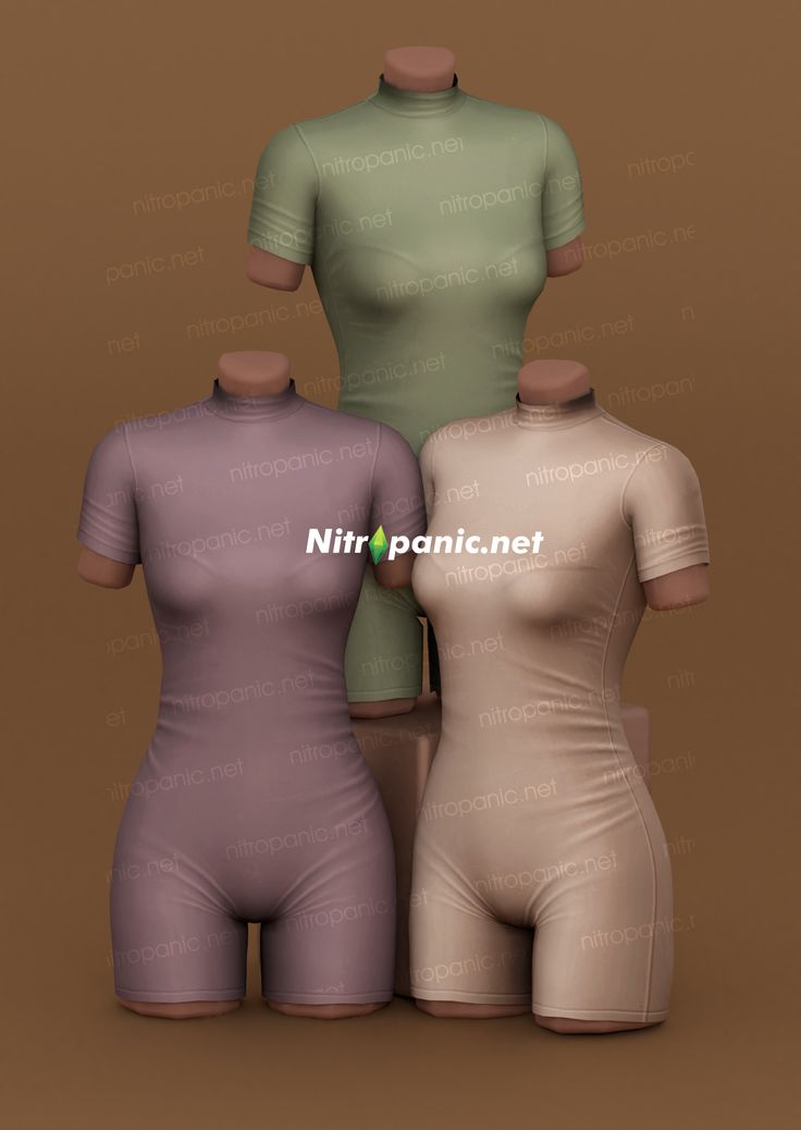 three female mannequins standing next to each other in front of a brown background