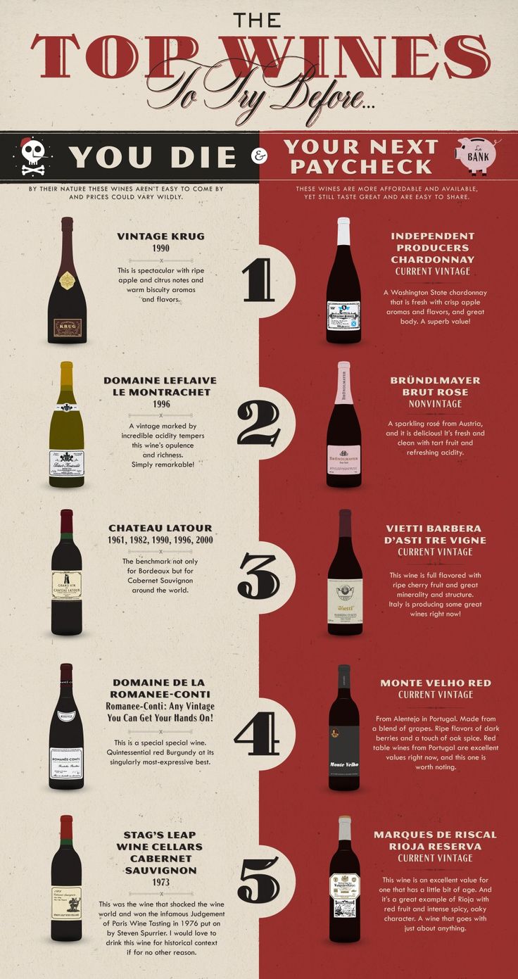 the top wines for every type of wine in the world infographical poster with instructions