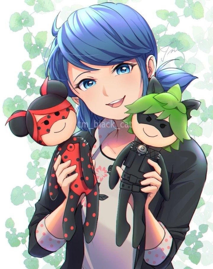 a woman with blue hair holding a stuffed animal