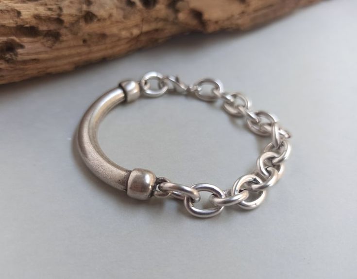 Silver Chain Zamak Bracelet - Etsy Silver Cable Chain Metal Bracelets, Adjustable Silver Cable Chain Bracelet, Mens Bracelets, Chain Link Bracelet, Link Bracelets, Bracelets For Men, Christmas Ideas, Chain Link, Silver Chain