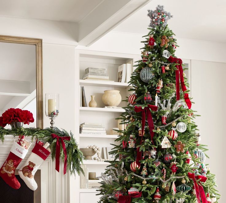 a decorated christmas tree in a living room