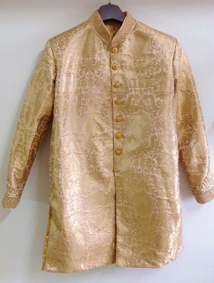 Custom made brocade sherwani made to measure. Color is also customisable. A measurements chart will be sent to you once you place the order. Sherwani comes with custom made raw silk churidar pants. The outfit is made to order so please allow 2-3 weeks of processing time. Please don't hesitate to convo me incase you have any questions. Brocade Sherwani With Naqshi For Diwali, Diwali Brocade Sherwani With Naqshi Details, Diwali Brocade Sherwani With Naqshi, Transitional Festive Bandhgala With Gold Embroidery, Festive Brocade Sherwani With Naqshi, Ceremonial Fitted Bandhgala With Gold Embroidery, Fitted Ceremonial Bandhgala With Gold Embroidery, Brocade Bandhgala With Intricate Embroidery In Traditional Drape, Brocade Bandhgala With Intricate Embroidery