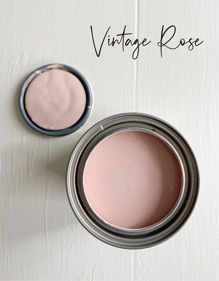 a pink paint can with the words vintage rose on it