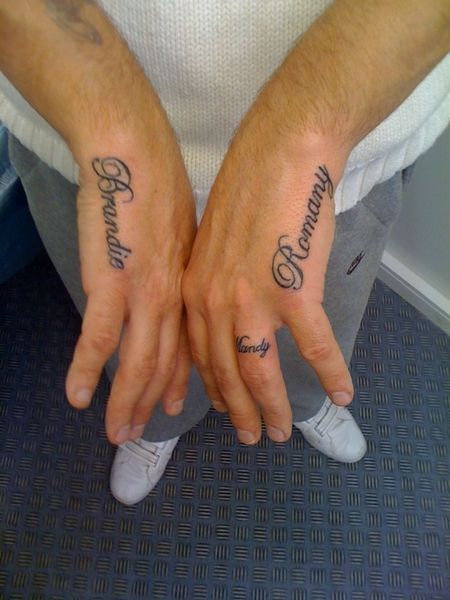 two people with matching tattoos on their hands