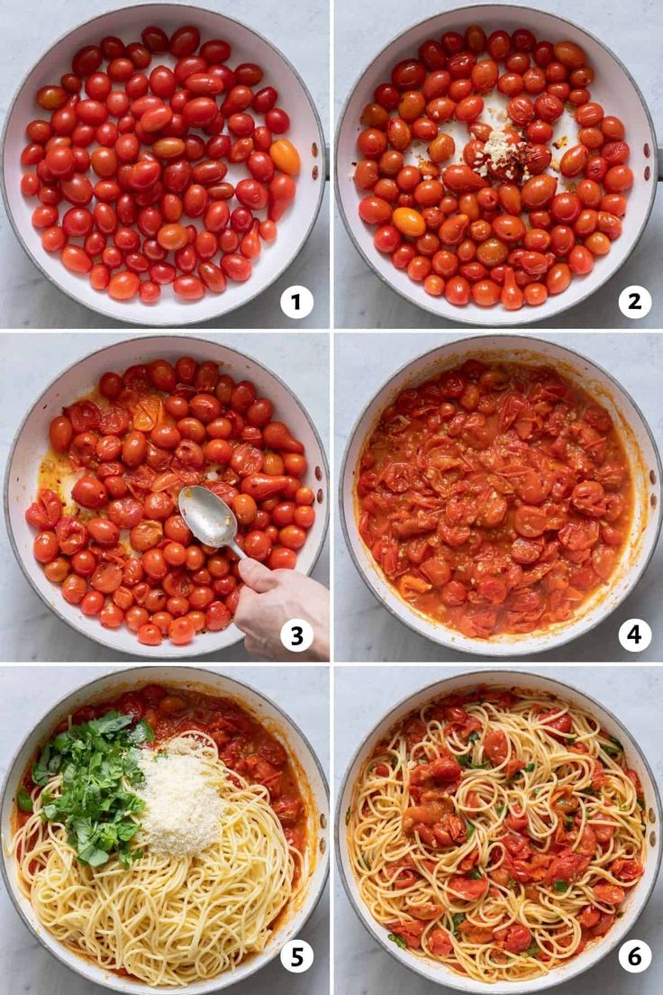 steps on how to make spaghetti with tomatoes