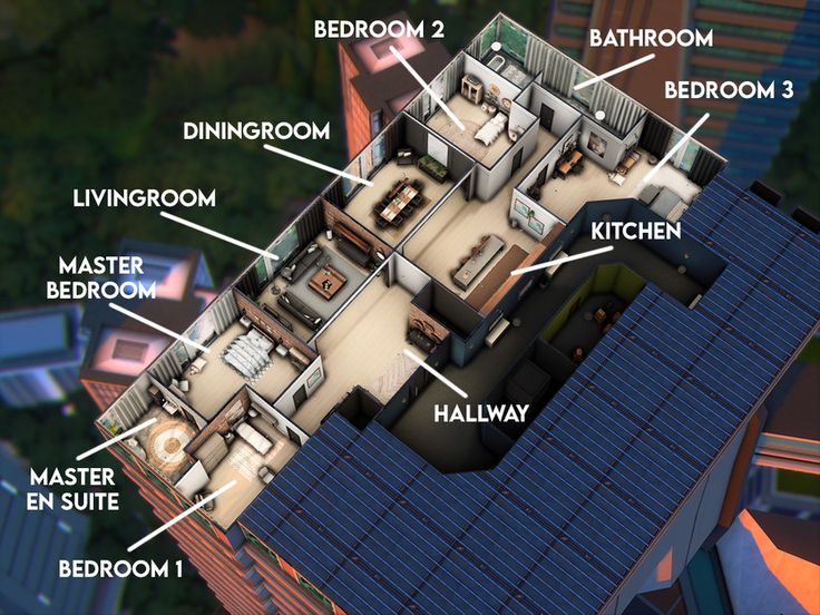 an aerial view of a house with all its features labeled in english and chinese language