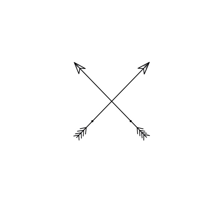 two arrows pointing in opposite directions on a white background