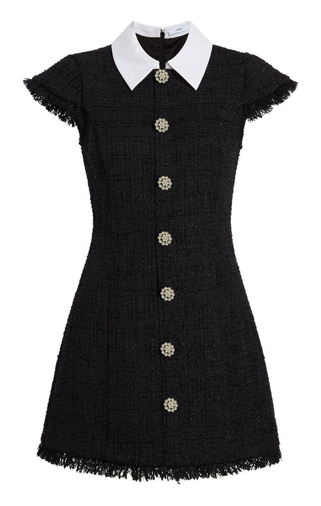 Optional title display Cute Work Dresses, Dressing Elegant Classy, Modern Blair Waldorf, Tweed Clothes, Blair Waldorf Dress, Collard Dress, Suit Dresses, High Collar Dress, Mode Chanel