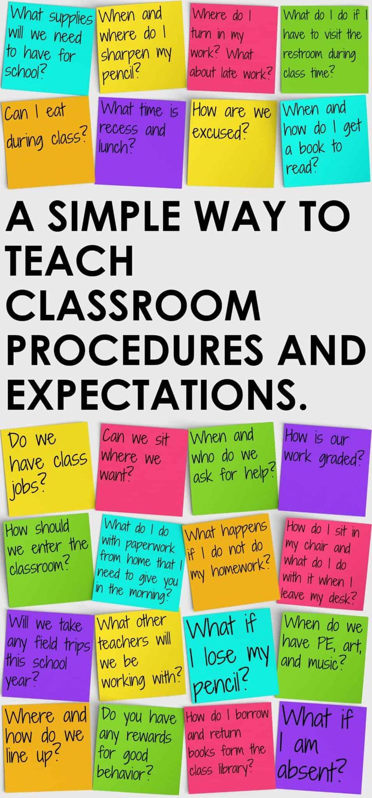 a poster with words written on it that say, a simple way to teach classroom procedure and expectations and expectations